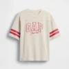 T-shirt per bambini in jersey di cotone pesante con logo e cuciture oversize