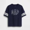 T-shirt per bambini in jersey di cotone pesante con logo e cuciture oversize