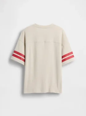 T-shirt per bambini in jersey di cotone pesante con logo e cuciture oversize