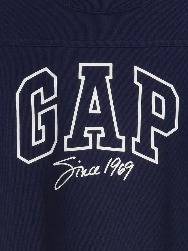T-shirt per bambini in jersey di cotone pesante con logo e cuciture oversize