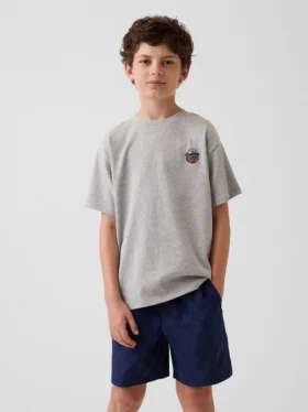 T-shirt per bambini in jersey di cotone pesante, vestibilità comoda, con Gap Logo