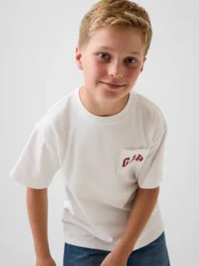 T-shirt per bambini in jersey di cotone pesante, vestibilità comoda, con Gap Logo