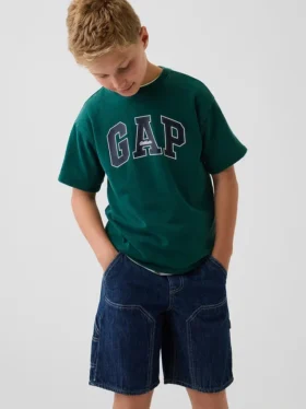 T-shirt per bambini in jersey di cotone pesante, vestibilità comoda, con Gap Logo