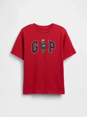 T-shirt per bambini in jersey di cotone pesante, vestibilità comoda, con Gap Logo