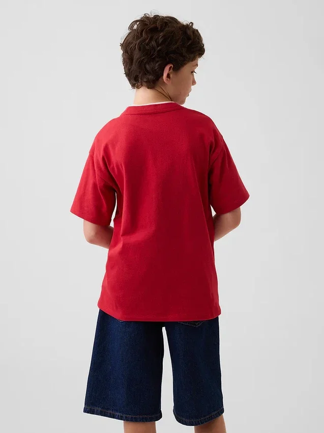 T-shirt per bambini in jersey di cotone pesante, vestibilità comoda, con Gap Logo