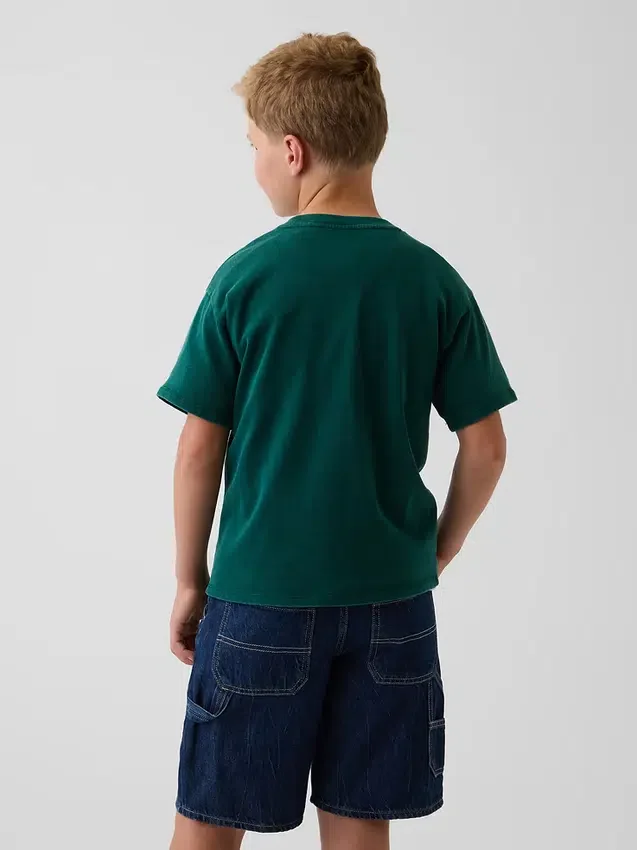 T-shirt per bambini in jersey di cotone pesante, vestibilità comoda, con Gap Logo