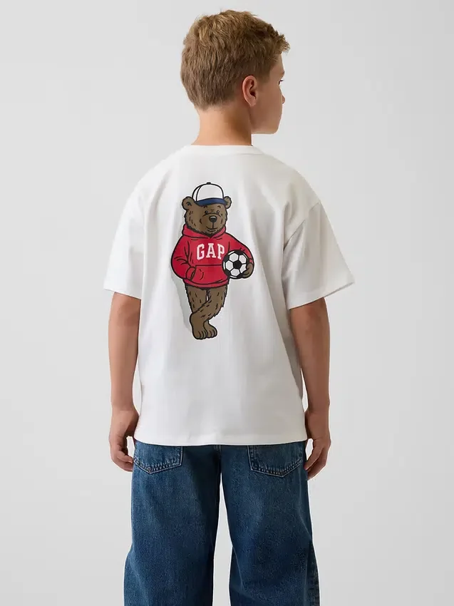 T-shirt per bambini in jersey di cotone pesante, vestibilità comoda, con Gap Logo