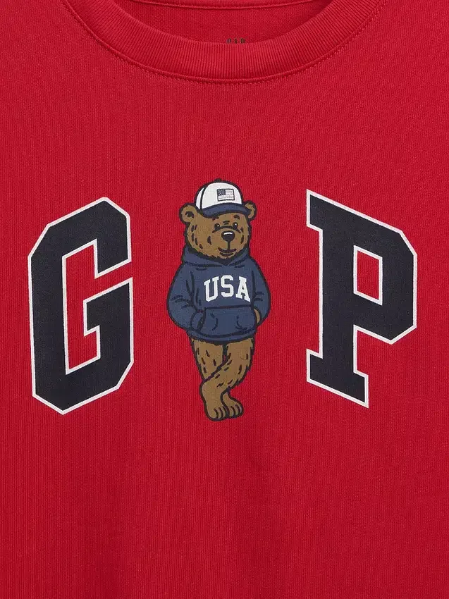 T-shirt per bambini in jersey di cotone pesante, vestibilità comoda, con Gap Logo