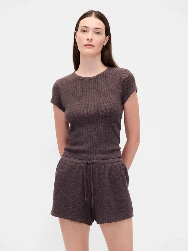 T-shirt pigiama a trama waffle