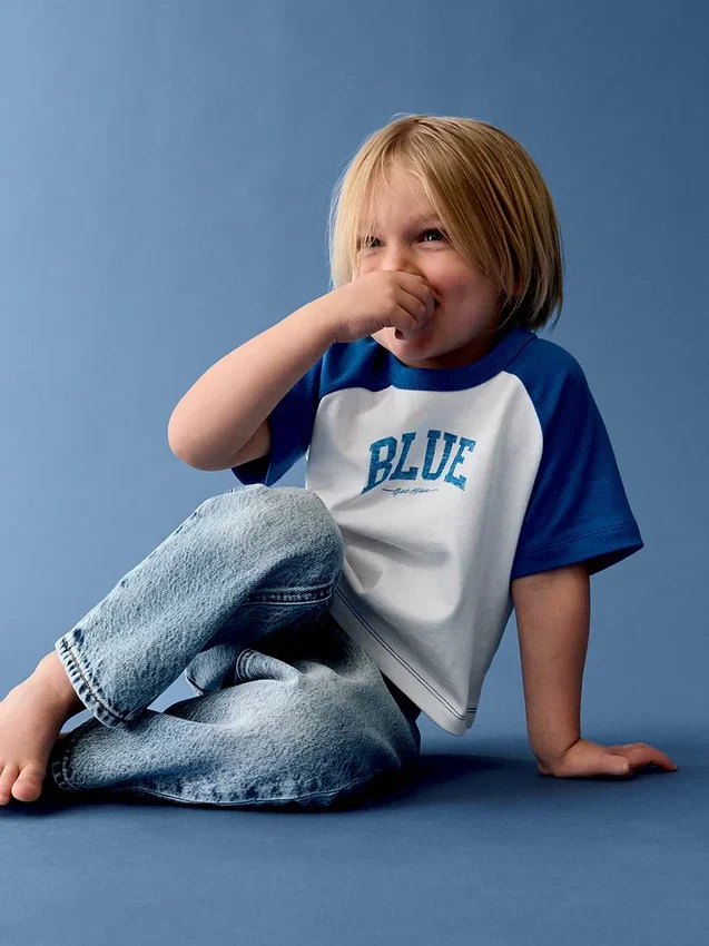 T-shirt raglan "Get Blue" per neonato & bebè