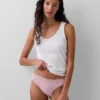 Tanga in cotone biologico elasticizzato con bordi in pizzo