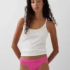 Tanga in cotone biologico elasticizzato con bordi in pizzo
