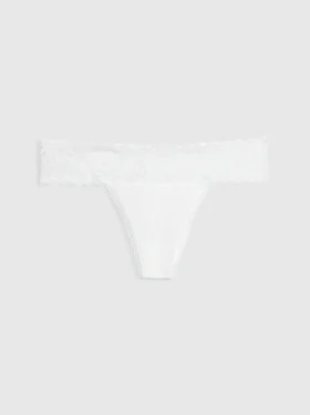 Tanga in cotone biologico elasticizzato con bordi in pizzo