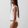 Tanga in cotone biologico elasticizzato con bordi in pizzo