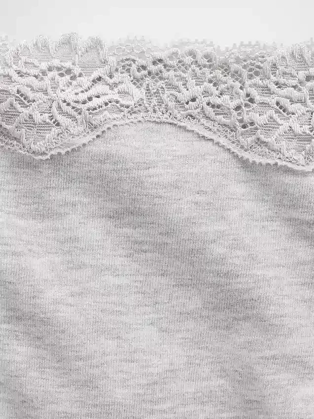 Tanga in cotone biologico elasticizzato con bordi in pizzo