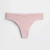 Tanga in cotone biologico elasticizzato con bordi in pizzo