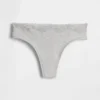 Tanga in cotone biologico elasticizzato con bordi in pizzo