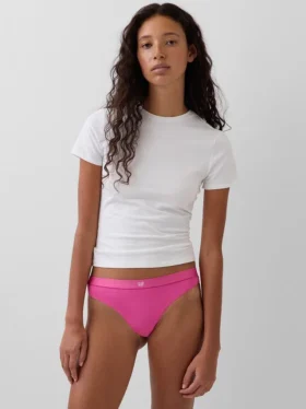 Tanga in cotone biologico elasticizzato con logo