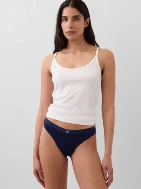 Tanga in cotone biologico elasticizzato con logo