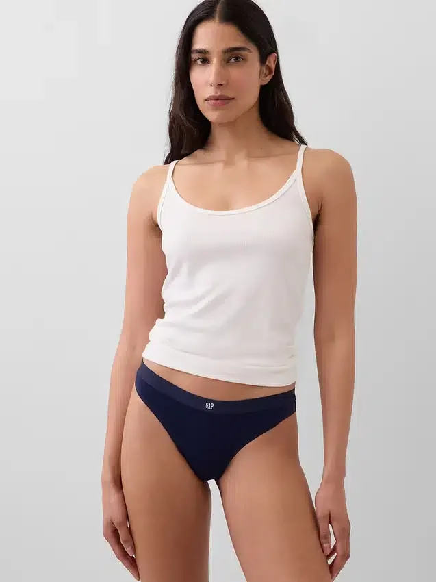 Tanga in cotone biologico elasticizzato con logo