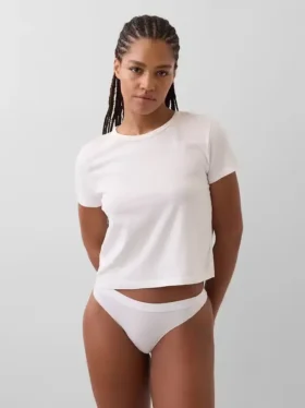Tanga in cotone biologico elasticizzato con logo