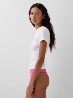 Tanga in cotone biologico elasticizzato con logo