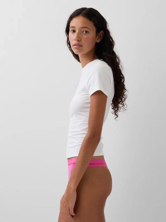 Tanga in cotone biologico elasticizzato con logo