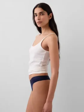 Tanga in cotone biologico elasticizzato con logo
