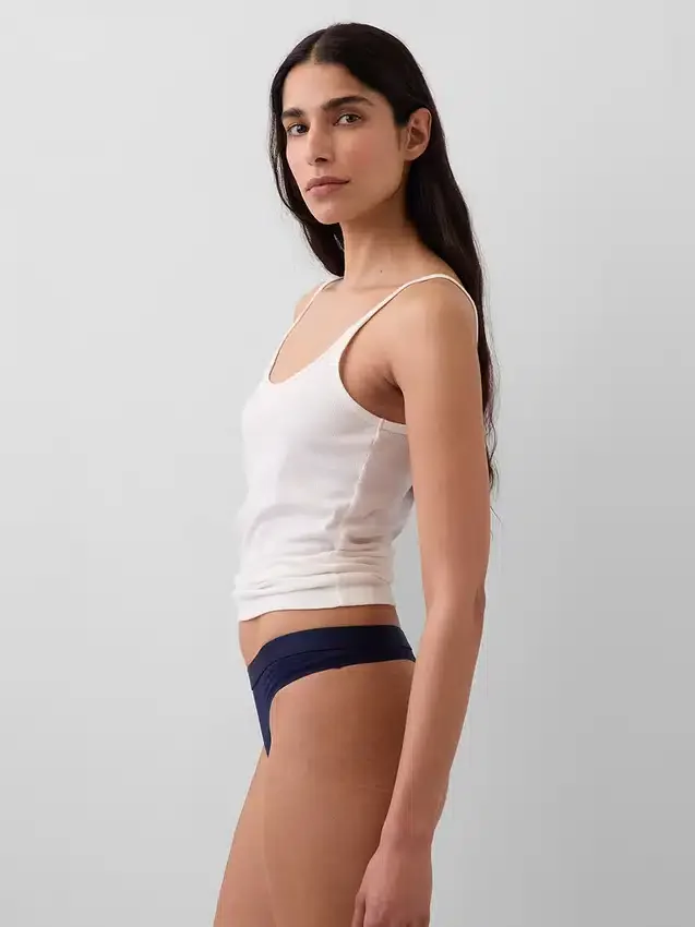 Tanga in cotone biologico elasticizzato con logo