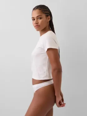 Tanga in cotone biologico elasticizzato con logo