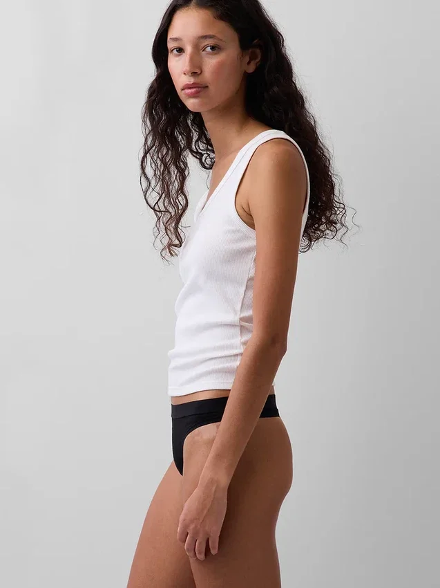 Tanga in cotone biologico elasticizzato con logo