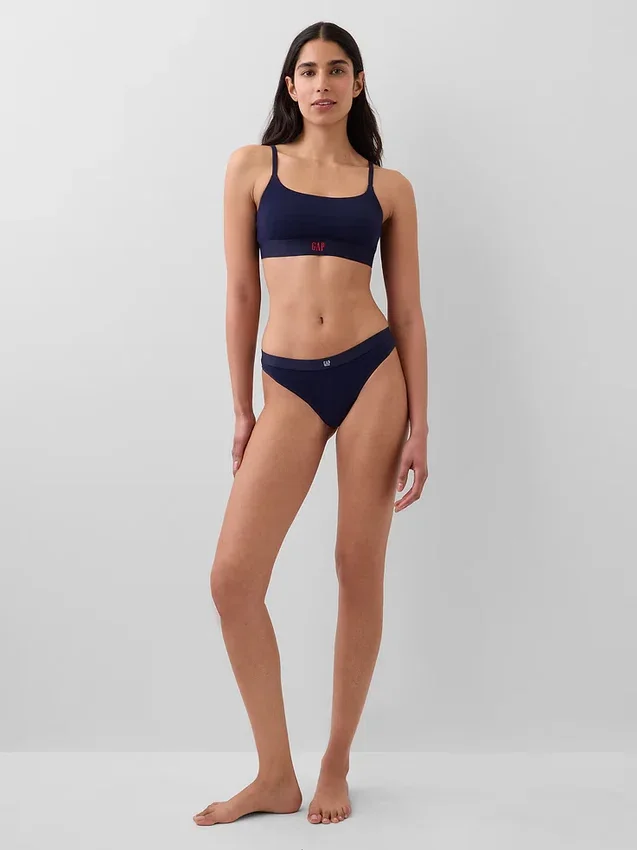 Tanga in cotone biologico elasticizzato con logo
