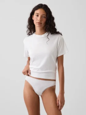 Tanga in morbidissimo cotone biologico elasticizzato con bordi in pizzo