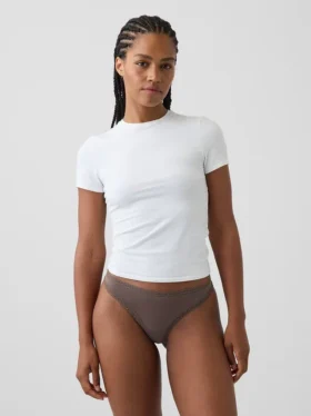 Tanga in morbidissimo cotone biologico elasticizzato con bordi in pizzo