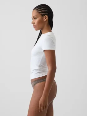Tanga in morbidissimo cotone biologico elasticizzato con bordi in pizzo