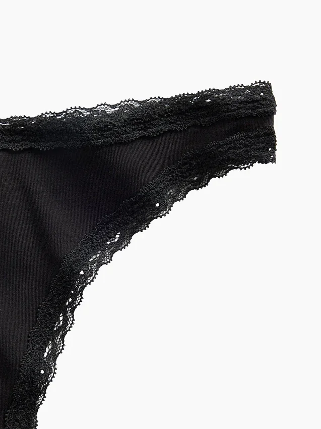 Tanga in morbidissimo cotone biologico elasticizzato con bordi in pizzo