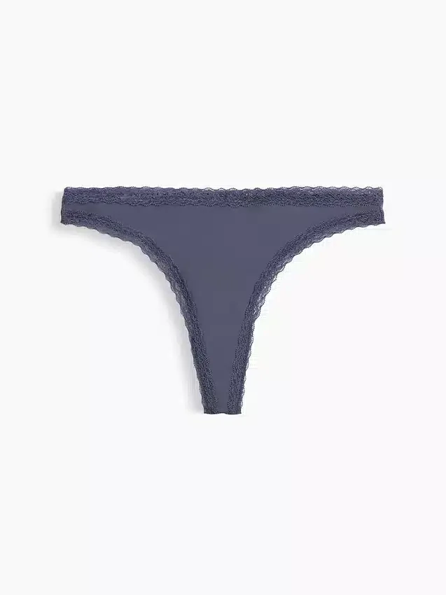 Tanga in morbidissimo cotone biologico elasticizzato con bordi in pizzo