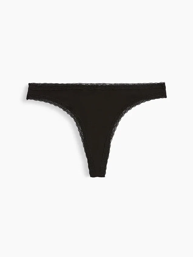 Tanga in morbidissimo cotone biologico elasticizzato con bordi in pizzo
