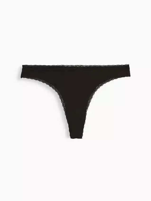 Tanga in morbidissimo cotone biologico elasticizzato con bordi in pizzo