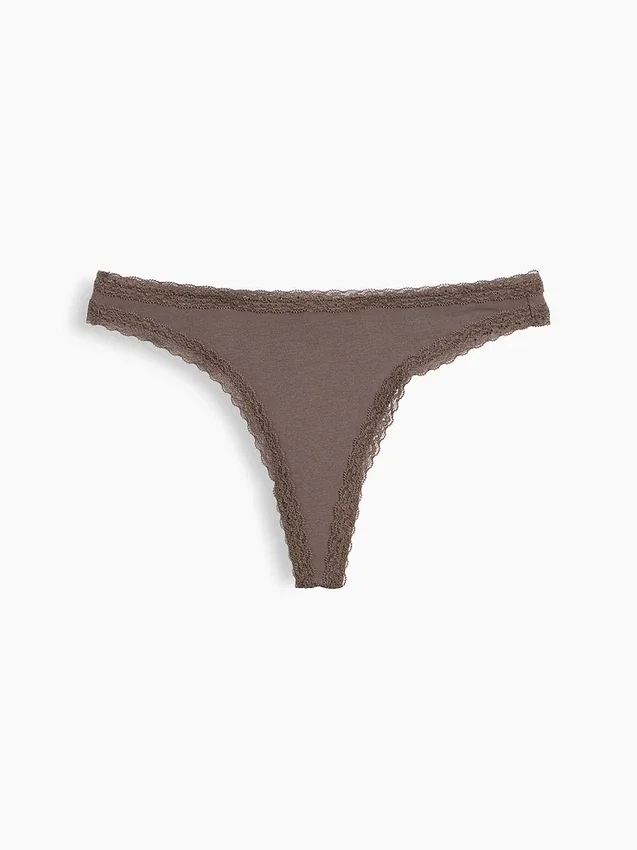 Tanga in morbidissimo cotone biologico elasticizzato con bordi in pizzo