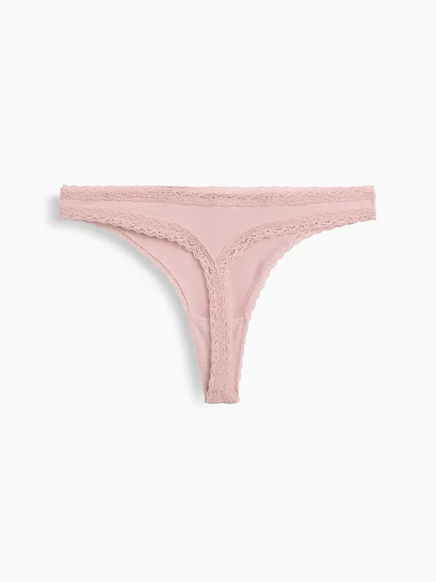 Tanga in morbidissimo cotone biologico elasticizzato con bordi in pizzo
