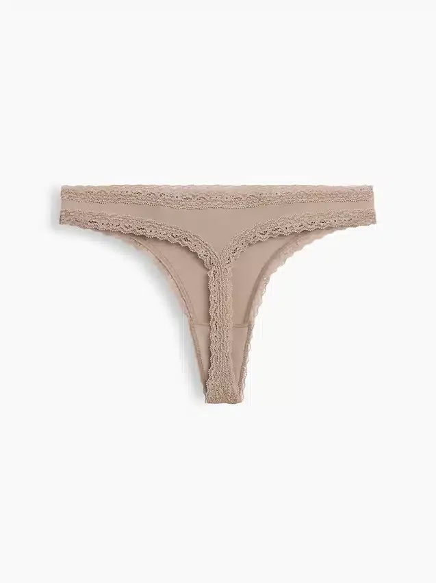 Tanga in morbidissimo cotone biologico elasticizzato con bordi in pizzo