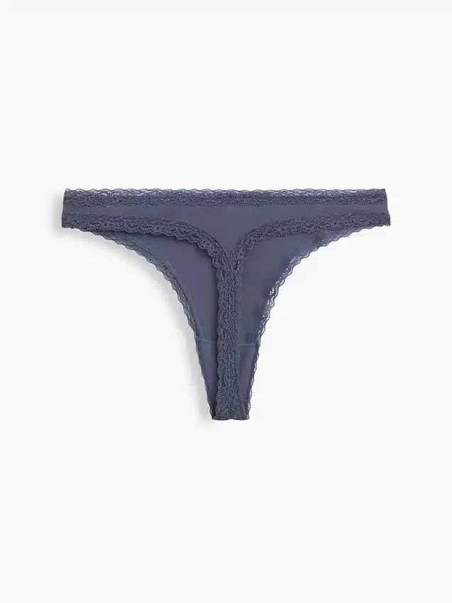 Tanga in morbidissimo cotone biologico elasticizzato con bordi in pizzo