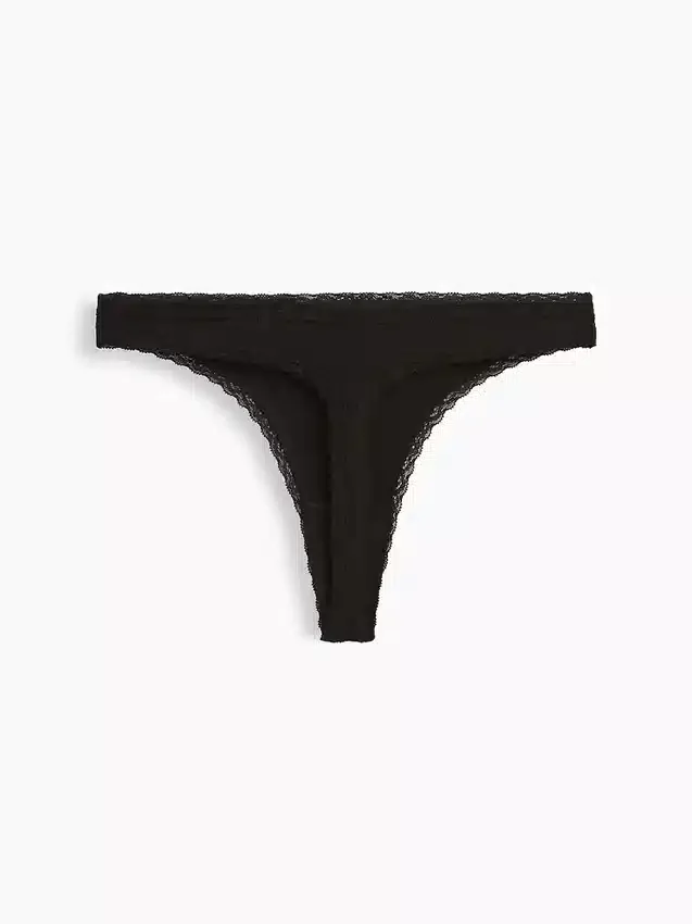 Tanga in morbidissimo cotone biologico elasticizzato con bordi in pizzo