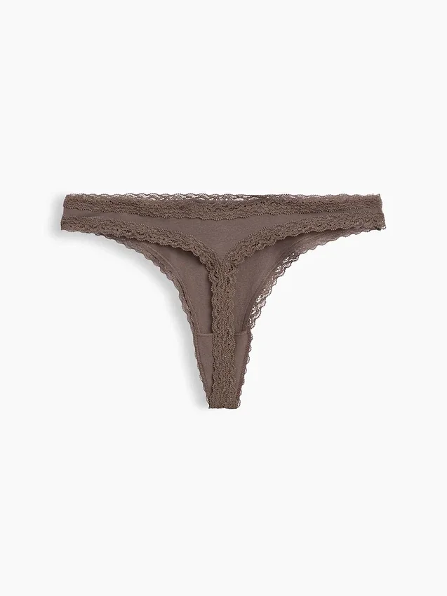 Tanga in morbidissimo cotone biologico elasticizzato con bordi in pizzo
