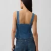 Top a corsetto con tasche in denim
