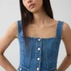 Top a corsetto con tasche in denim