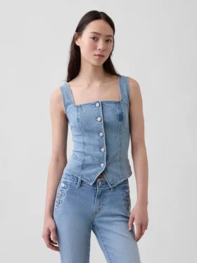 Top a corsetto in denim