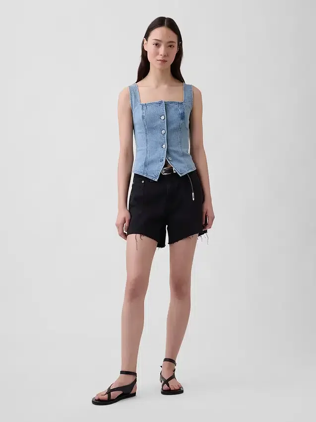 Top a corsetto in denim