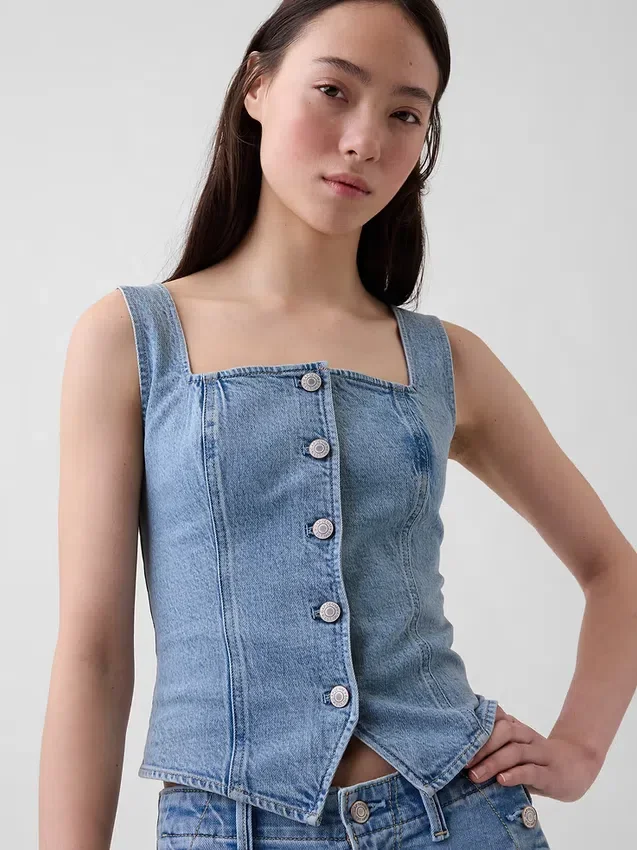 Top a corsetto in denim